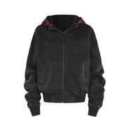 Plaid Hood Zip-up Hoodie-streetwear-techwear