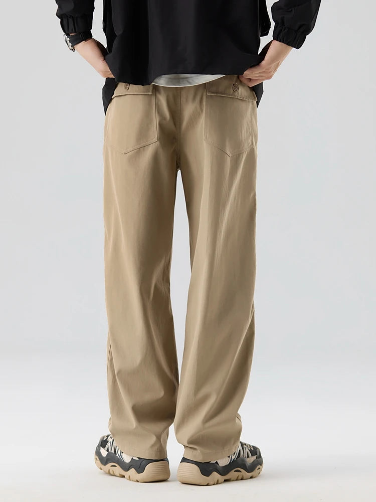 Pleated Knee Straight Leg Ripstop Pants-streetwear-techwear