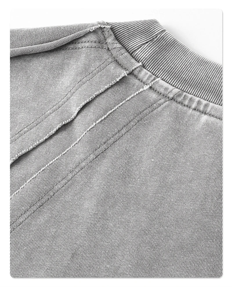 Raw Edge Acid Wash Drop Sleeve Tank-streetwear-techwear