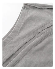Raw Edge Acid Wash Drop Sleeve Tank-streetwear-techwear