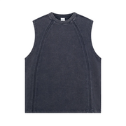 Raw Edge Acid Wash Drop Sleeve Tank-streetwear-techwear