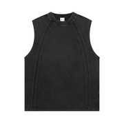 Raw Edge Acid Wash Drop Sleeve Tank-streetwear-techwear