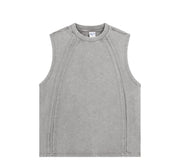 Raw Edge Acid Wash Drop Sleeve Tank-streetwear-techwear