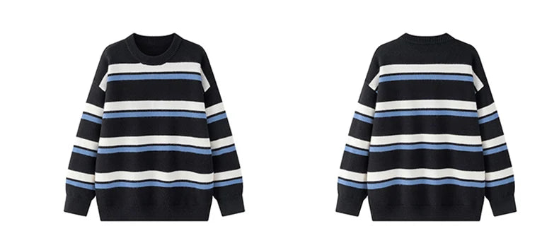 Retro 90's Stripe Sweater-streetwear-techwear