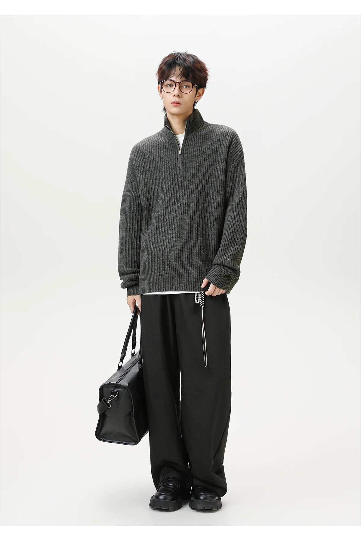 Rib Knit 1/4 Zip-streetwear-techwear