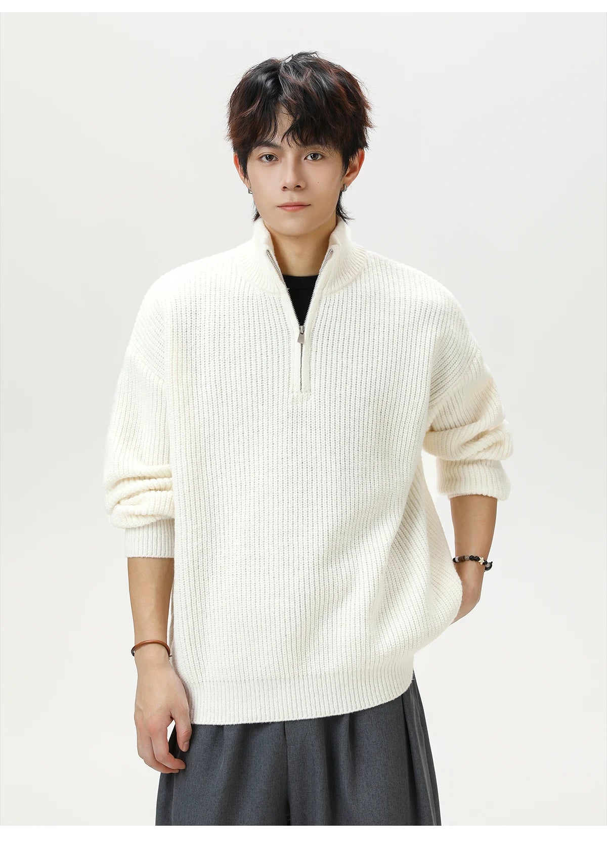 Rib Knit 1/4 Zip-streetwear-techwear