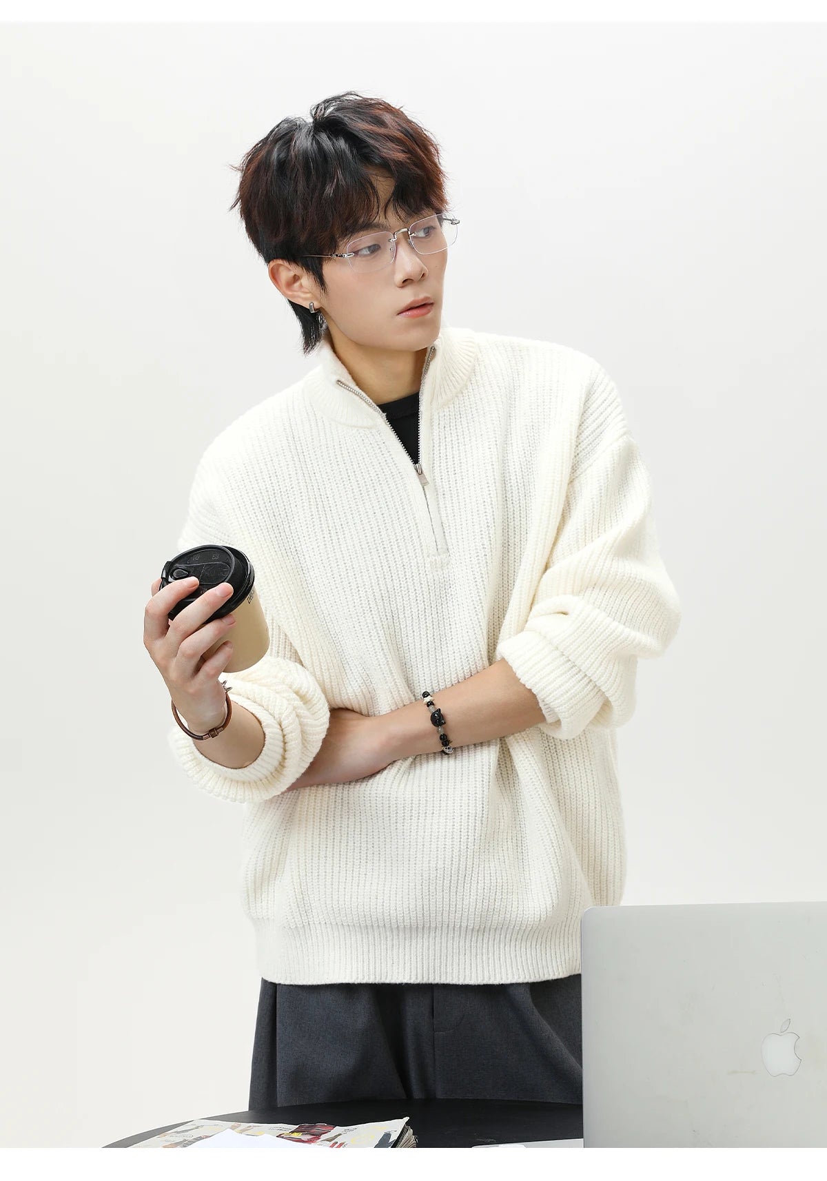 Rib Knit 1/4 Zip-streetwear-techwear