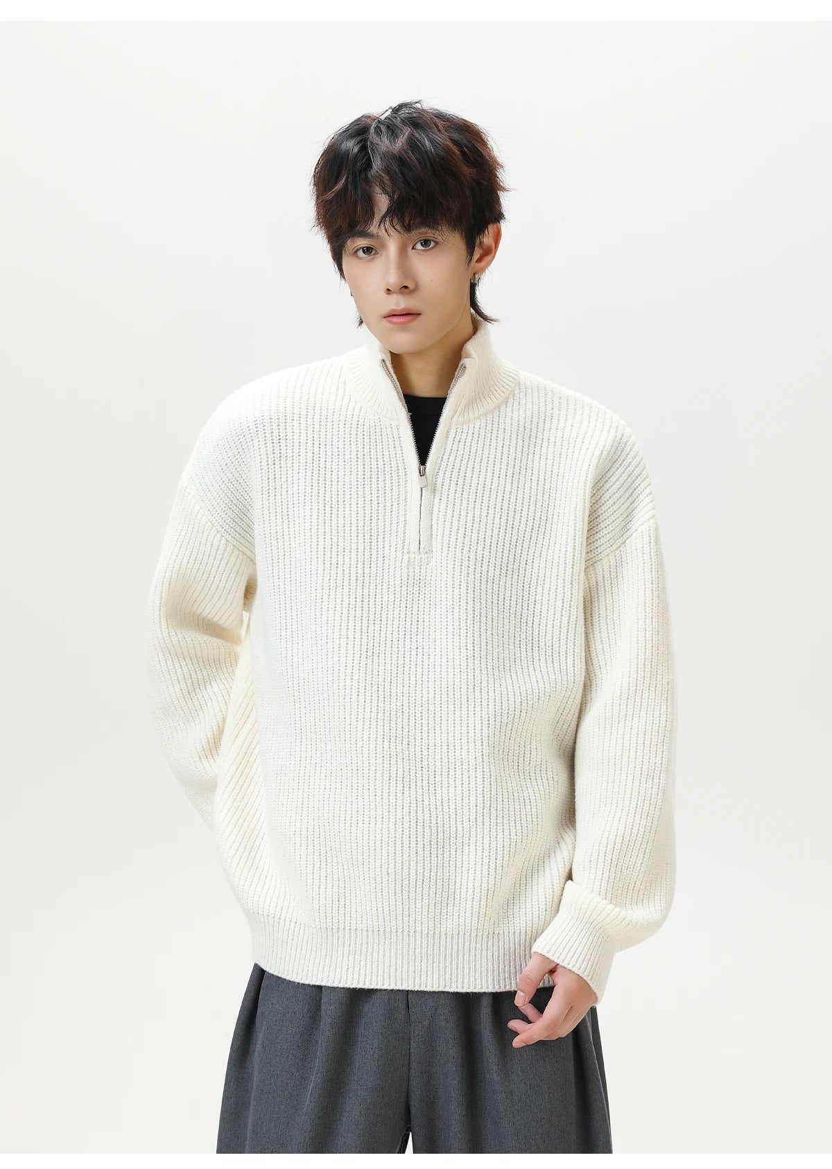 Rib Knit 1/4 Zip-streetwear-techwear