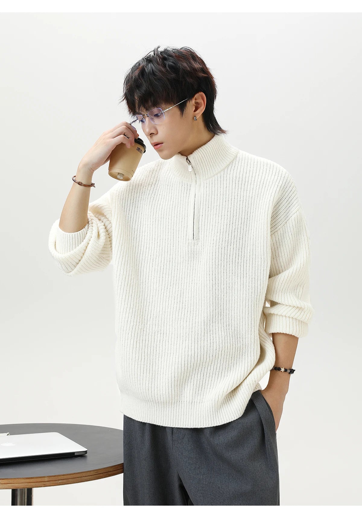Rib Knit 1/4 Zip-streetwear-techwear