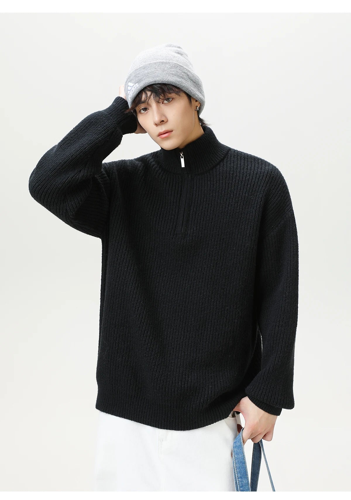 Rib Knit 1/4 Zip-streetwear-techwear
