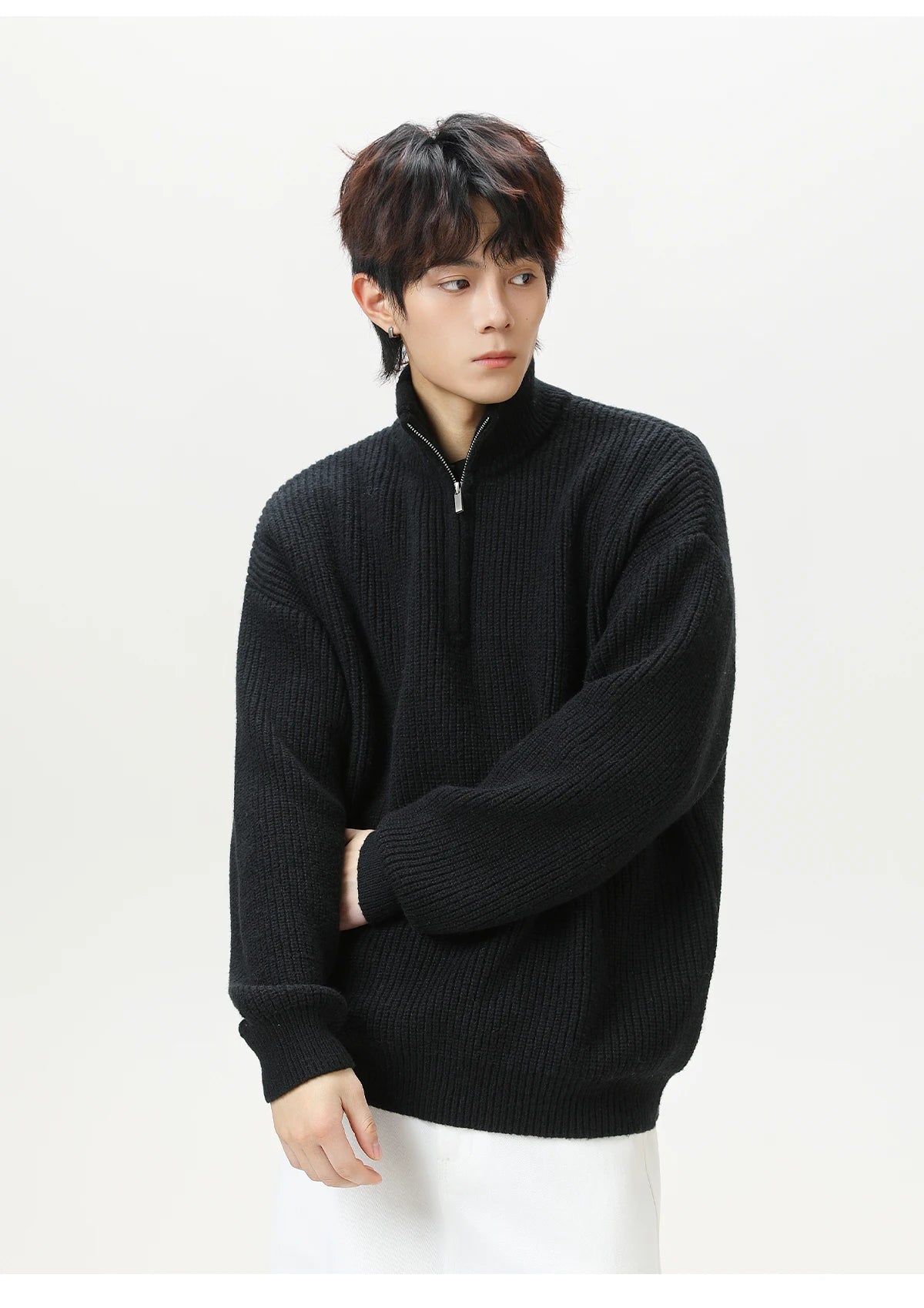 Rib Knit 1/4 Zip-streetwear-techwear