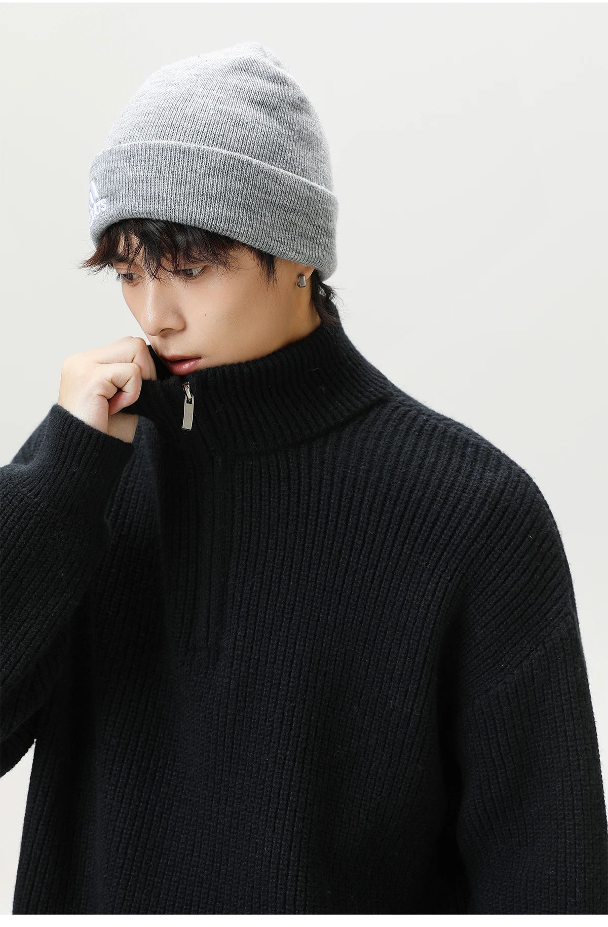 Rib Knit 1/4 Zip-streetwear-techwear