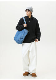 Rib Knit 1/4 Zip-streetwear-techwear