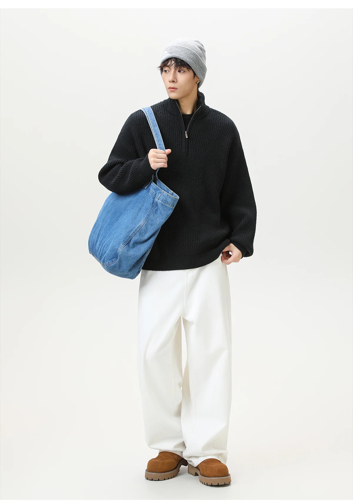 Rib Knit 1/4 Zip-streetwear-techwear