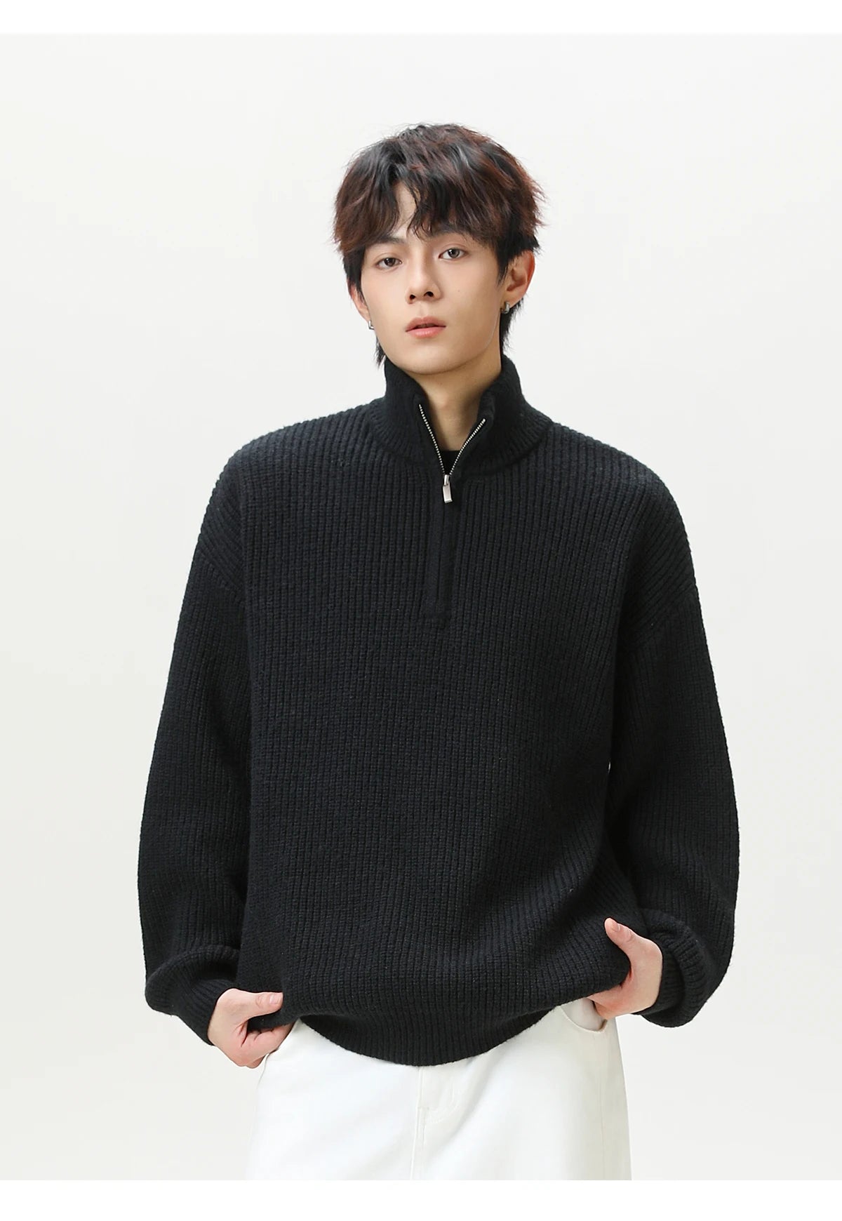 Rib Knit 1/4 Zip-streetwear-techwear