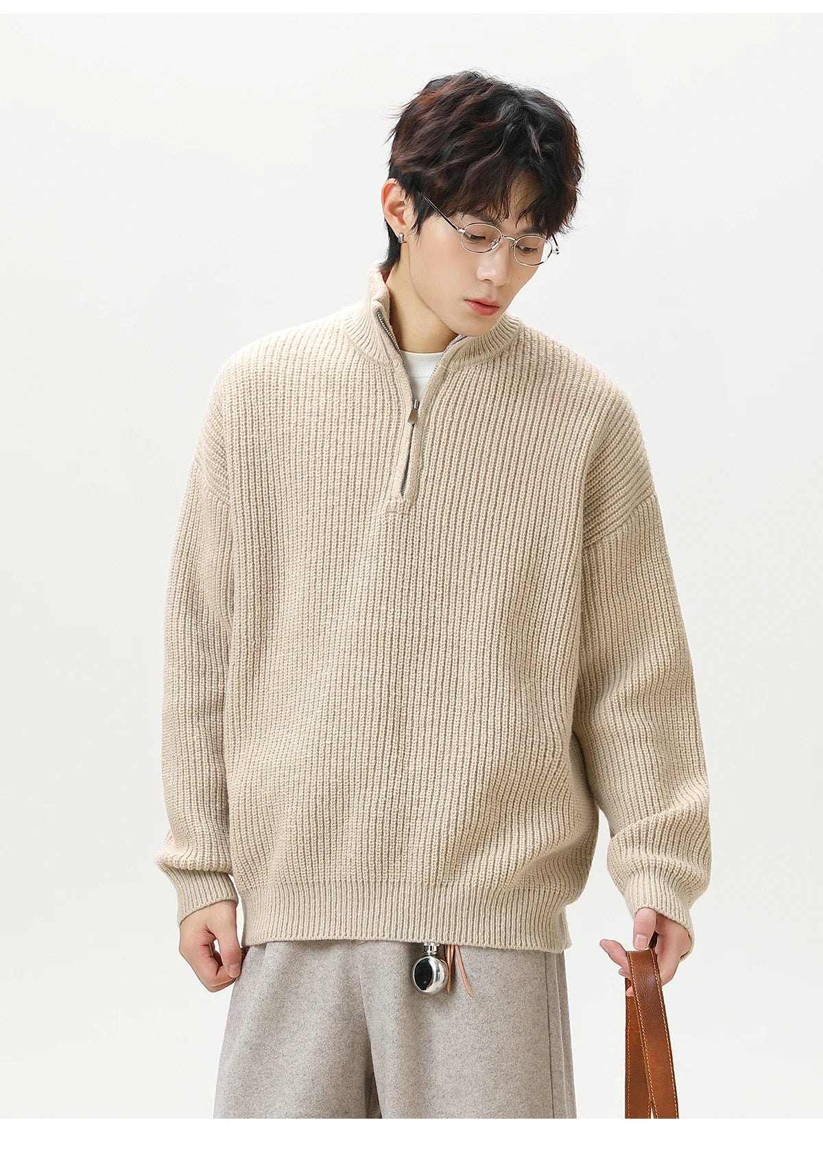Rib Knit 1/4 Zip-streetwear-techwear