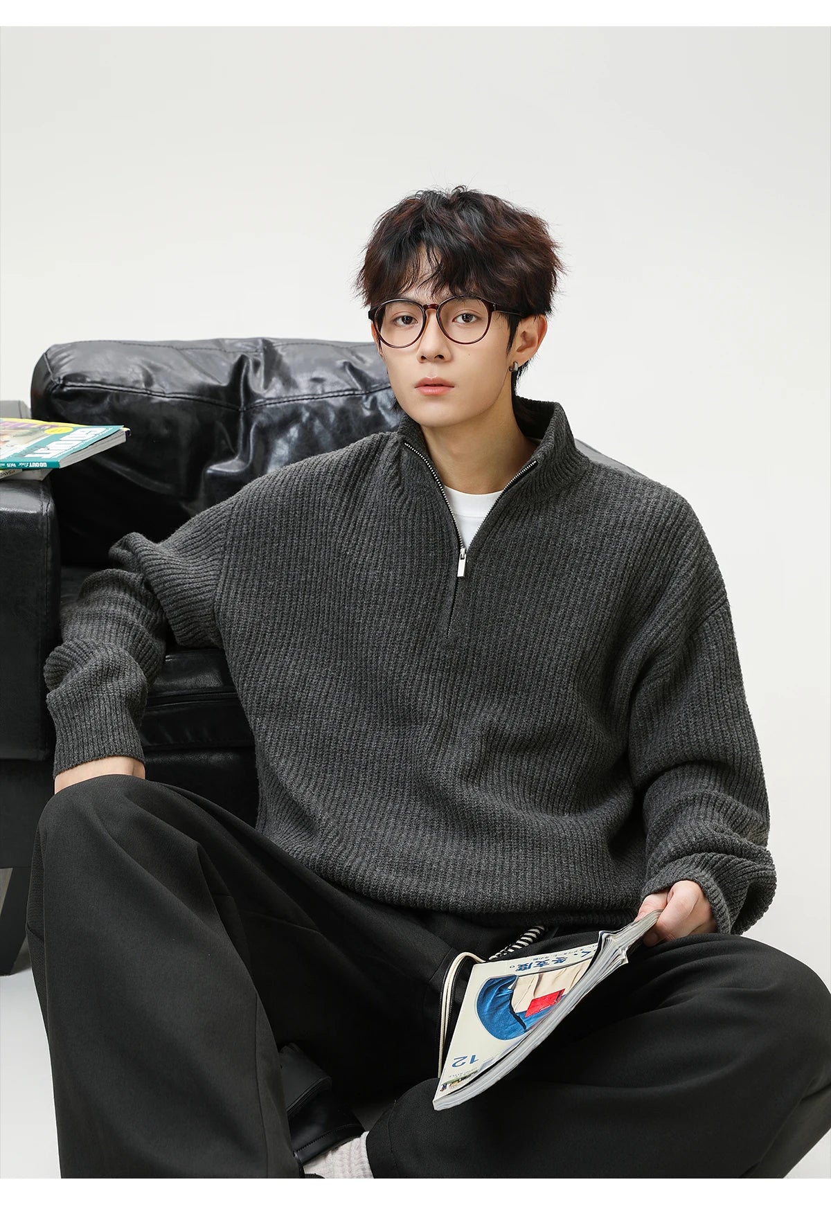 Rib Knit 1/4 Zip-streetwear-techwear