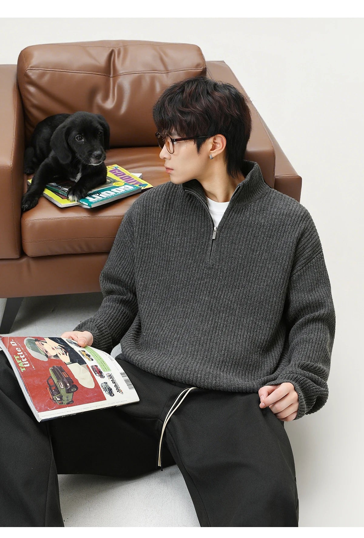 Rib Knit 1/4 Zip-streetwear-techwear