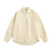 Smiley Face Embroidered Stripe Shirt-streetwear-techwear