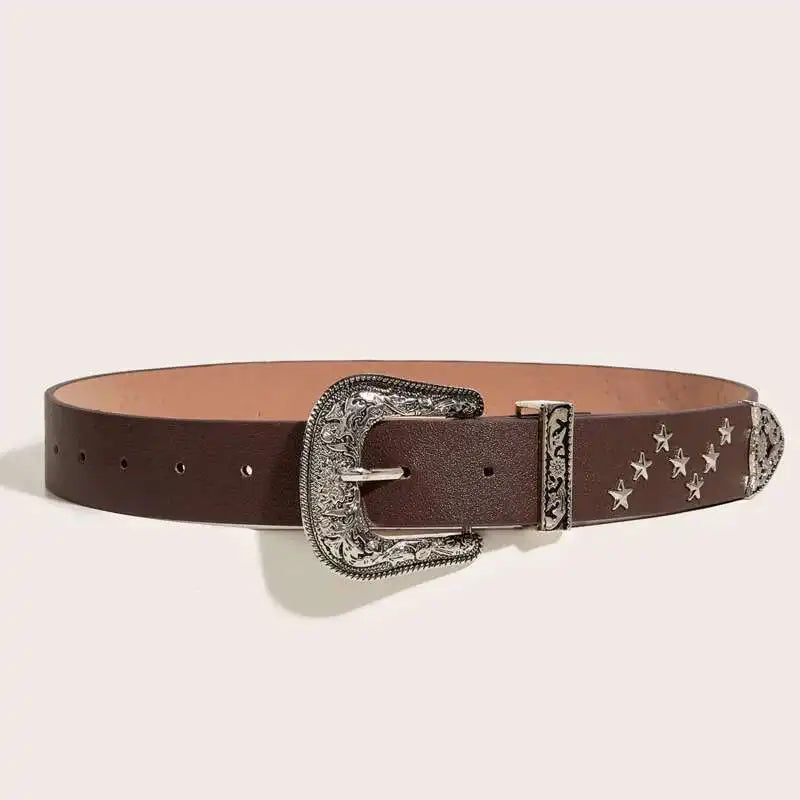 Star-studded Western Belt-streetwear-techwear