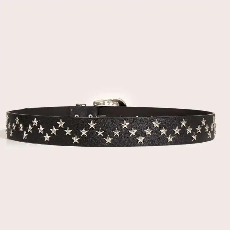 Star-studded Western Belt-streetwear-techwear