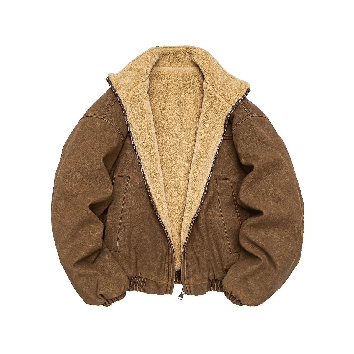 Vintage Wash Fleece Lined Bomber Jacket-streetwear-techwear