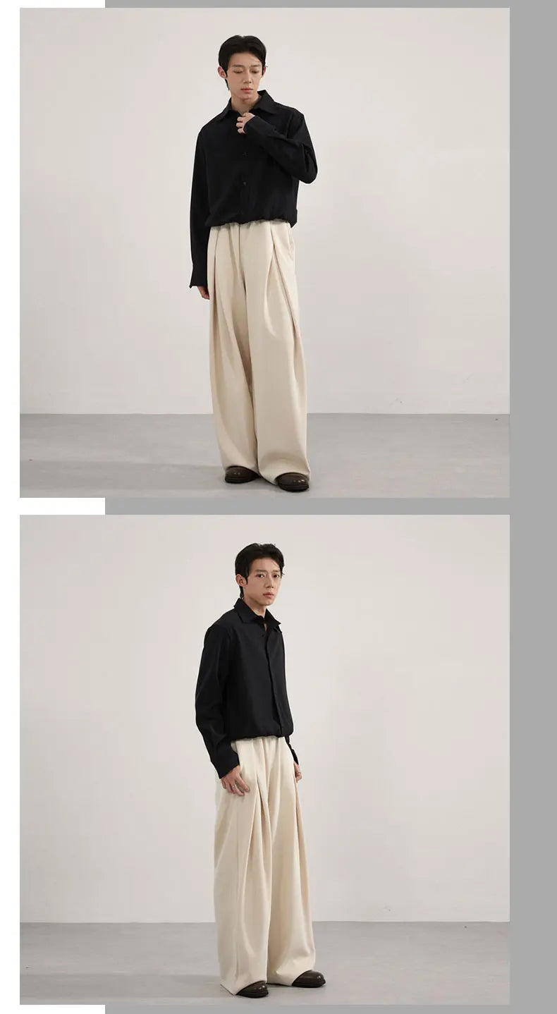 Volume Pleat Wide Leg Jersey Pants-streetwear-techwear