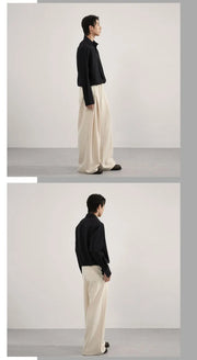 Volume Pleat Wide Leg Jersey Pants-streetwear-techwear