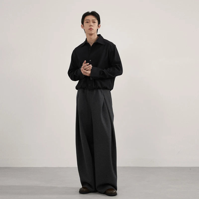 Volume Pleat Wide Leg Jersey Pants-streetwear-techwear