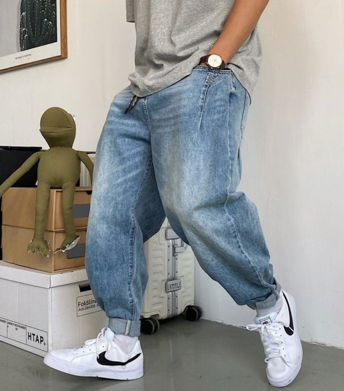 Balloon Fit Tapered Jeans-streetwear-techwear