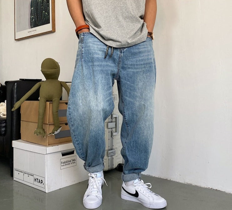 Balloon Fit Tapered Jeans-streetwear-techwear