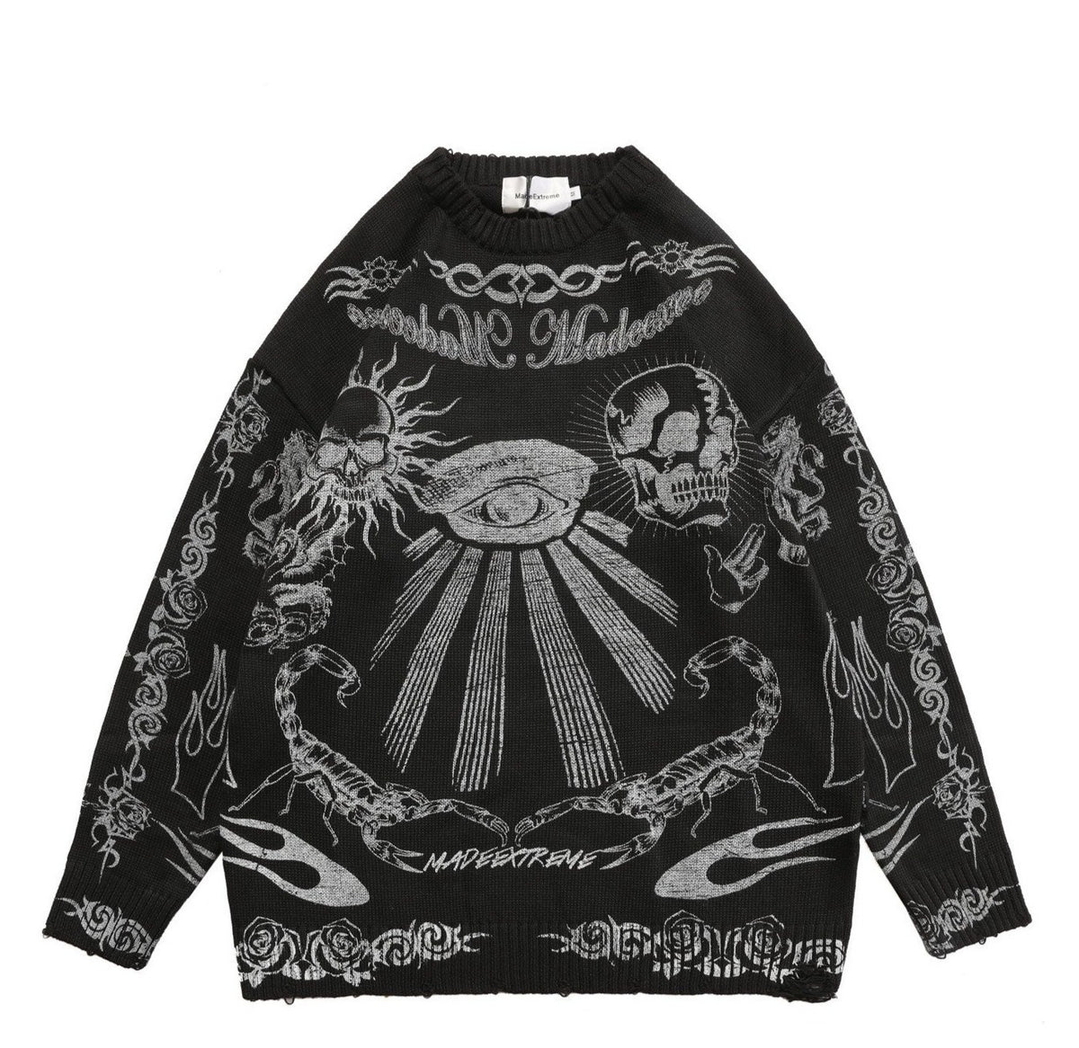 MADE EXTREME Tattoo Print Oversized Sweater-streetwear-techwear