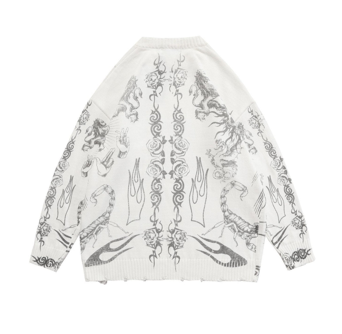 MADE EXTREME Tattoo Print Oversized Sweater-streetwear-techwear