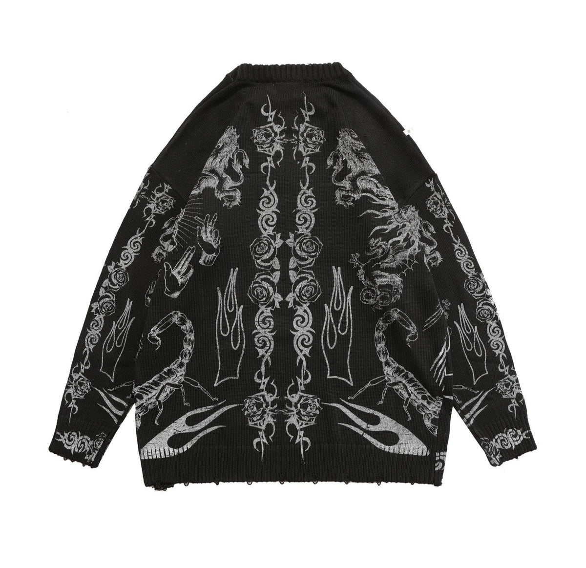 MADE EXTREME Tattoo Print Oversized Sweater-streetwear-techwear