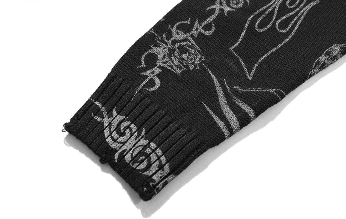 MADE EXTREME Tattoo Print Oversized Sweater-streetwear-techwear